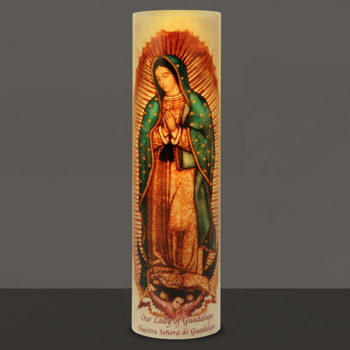 Our Lady of Guadalupe LED Candle with Timer - Unique Catholic Gifts