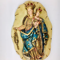 Our Lady of the Rosary Wall Plaque (11" x 6") - Unique Catholic Gifts