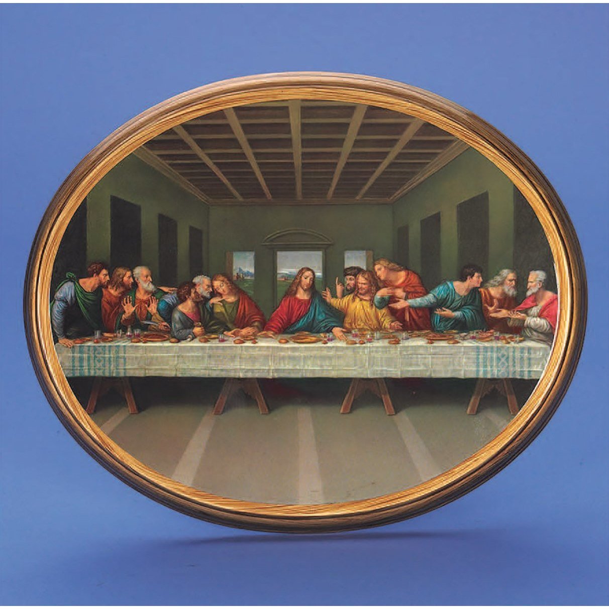 Last Supper Oval Wood Plaque 10" - Unique Catholic Gifts