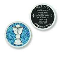 Holy First Communion Pocket Token Coin (Blue Enamel) - Unique Catholic Gifts