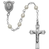 Pearl and Sterling Silver Rosary (3mm) - Unique Catholic Gifts