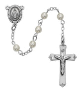 Pearl and Sterling Silver Rosary (3mm) - Unique Catholic Gifts