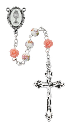 Pink Flower Ceramic Rosary 6mm - Unique Catholic Gifts