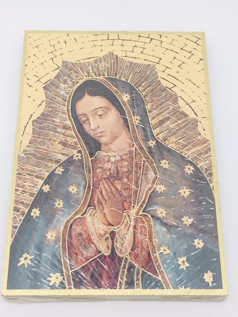 Placa de Mosaico de Lámina de Oro de Nuestra Señora de Guadalupe (4"x 6") - Unique Catholic Gifts