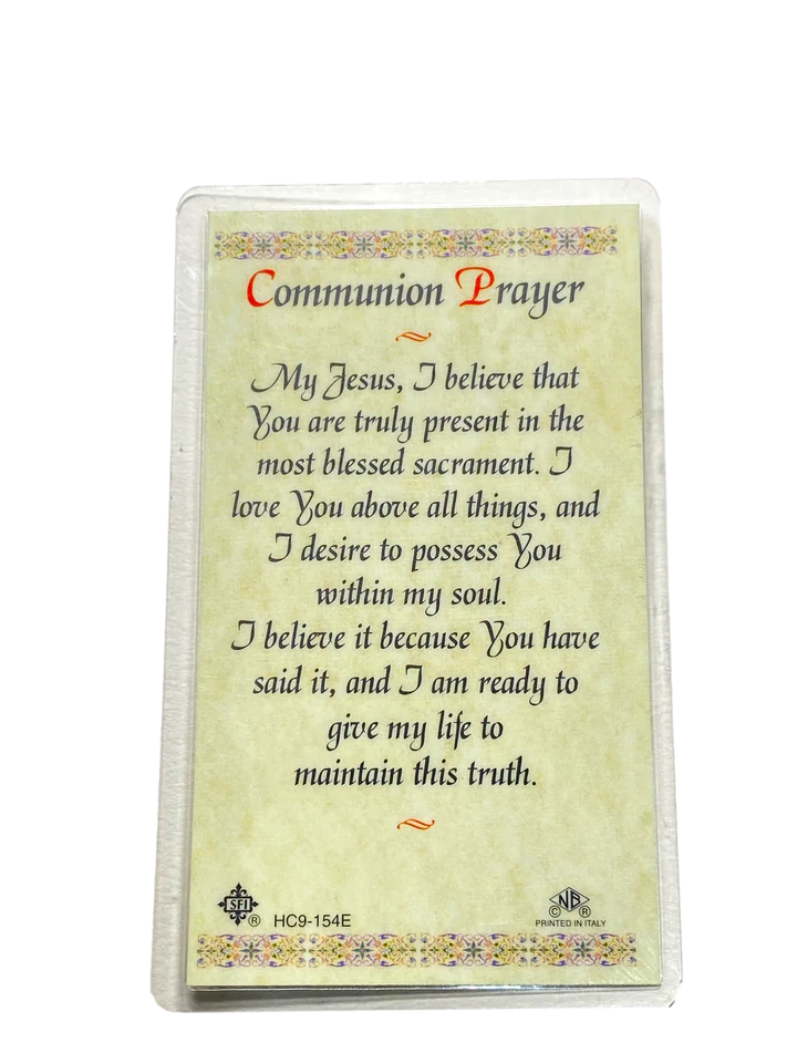 Holy First Communion(Girl) Laminated Holy Card (Plastic Covered) - Unique Catholic Gifts