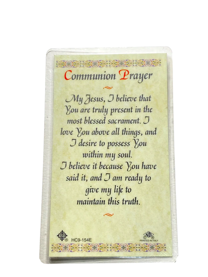 Holy First Communion(Girl) Laminated Holy Card (Plastic Covered) - Unique Catholic Gifts
