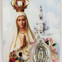 Our Lady of Fatima Holy Card with Medal - Unique Catholic Gifts