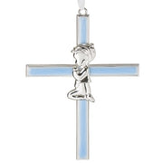 Praying Boy on Blue Cross 6" - Unique Catholic Gifts