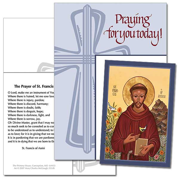 Praying for You Today! St. Francis Keepsake Card St. Francis Keepsake Card - Unique Catholic Gifts