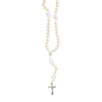 Premium Silver Plated Unity Rosary with Imitation Pearl Glass Beads - Unique Catholic Gifts