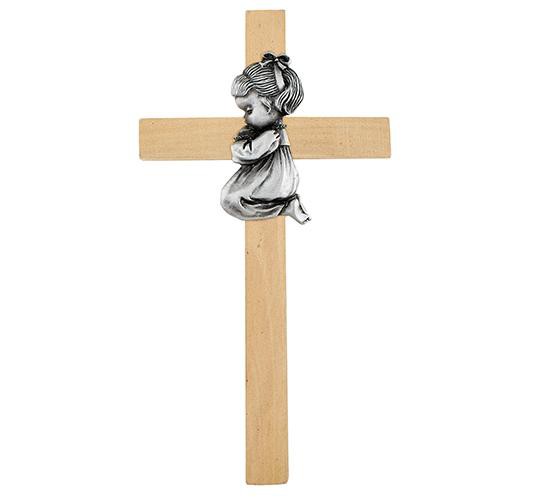 6" Wood Cross - Baby Girl - Unique Catholic Gifts
