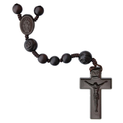 Rose Carved Jujube Wood Rosary (10mm) - Unique Catholic Gifts