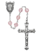 Sterling Silver Pink Crystal Tin cut Rosary (7mm) - Unique Catholic Gifts