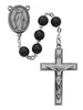 Sterling Silver Miraculous Medal Rosary with Black Wood Beads(7mm) - Unique Catholic Gifts