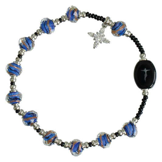 Blue Murano Glass Rosary Bracelet (8MM) - Unique Catholic Gifts