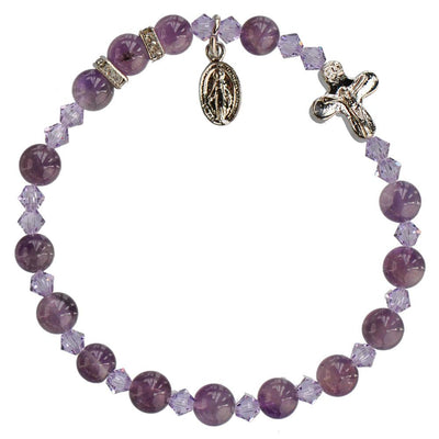 Genuine Amethyst Rosary Bracelet (6mm) - Unique Catholic Gifts