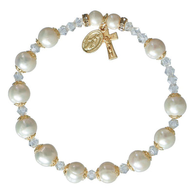 Genuine Pearl Rosary Bracelet (8mm) - Unique Catholic Gifts