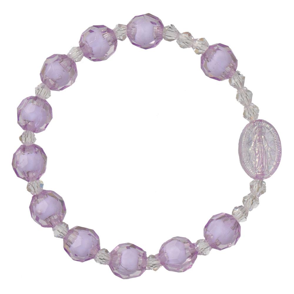 Purple Acrylic Children’s Rosary Bracelet (8mm) - Unique Catholic Gifts