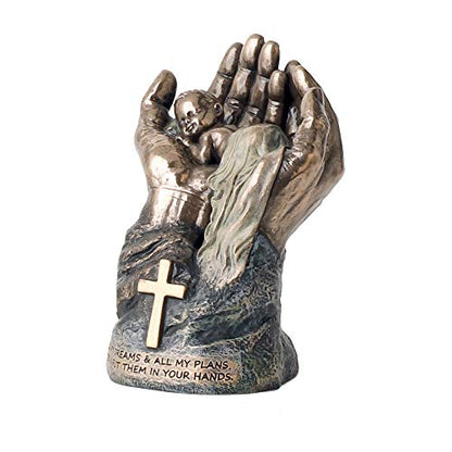Baby Jesus Resting in the Lord's Hands Statue 4 1/2" - Unique Catholic Gifts