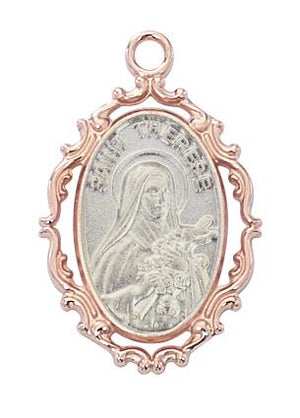 Rose Gold and  Sterling Silver Miraculous Medal ,Two Toned (3/4")  18 Chain. - Unique Catholic Gifts