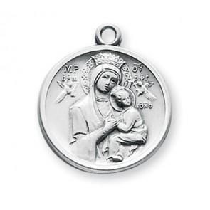 Our Lady of Perpetual Help Round Sterling Silver Medal - Unique Catholic Gifts