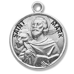 Saint Mark 7/8" Round Sterling Silver Medal - Unique Catholic Gifts