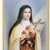 Saint Therese of Lisieux Gold Embossed Large Plaque 7-1/2" x 10" - Unique Catholic Gifts