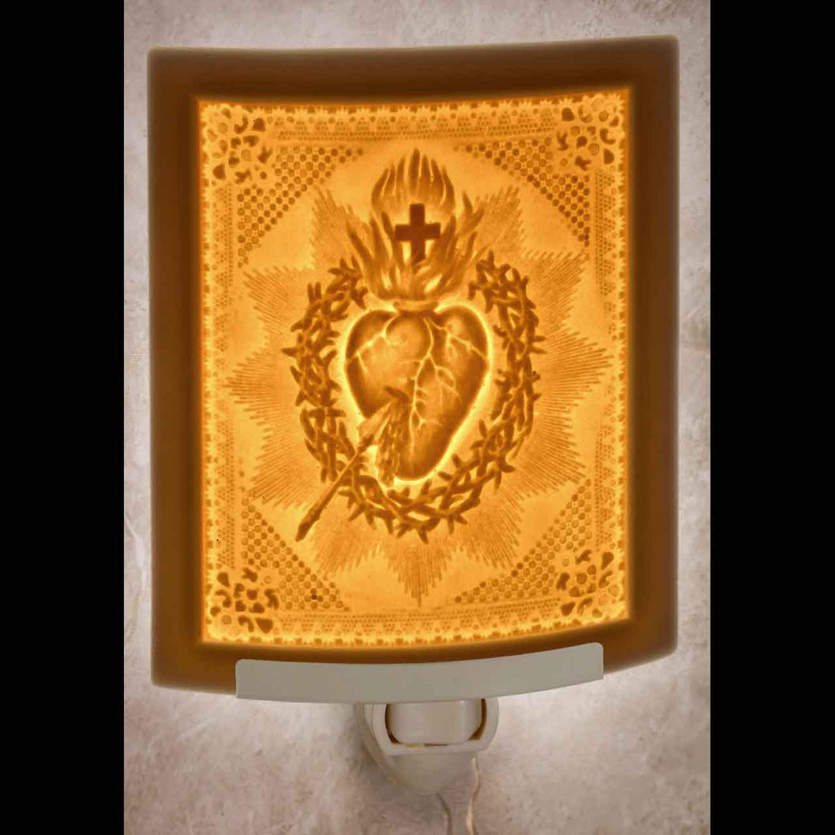 Sacred Heart Night Light Curved 5.5 x 2.25" - Unique Catholic Gifts