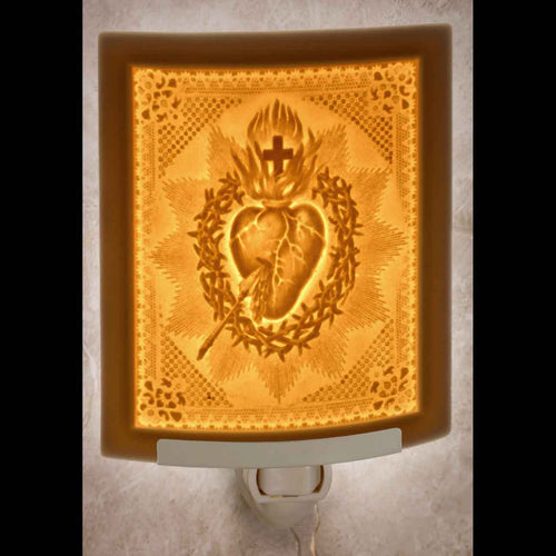 Sacred Heart Night Light Curved 5.5 x 2.25" - Unique Catholic Gifts