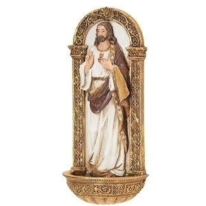 Sacred Heart of Jesus Holy Water Font (7") - Unique Catholic Gifts