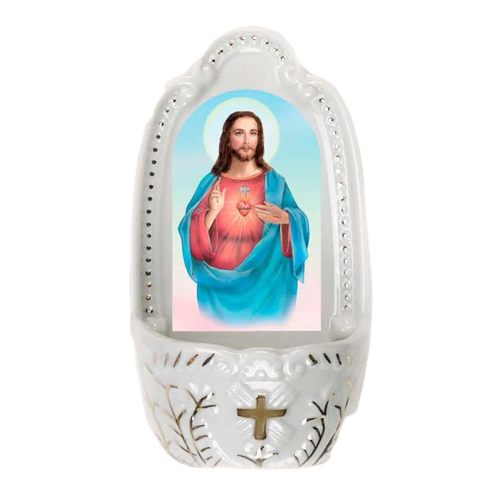 Sacred Heart of Jesus Holy Water Font - Unique Catholic Gifts