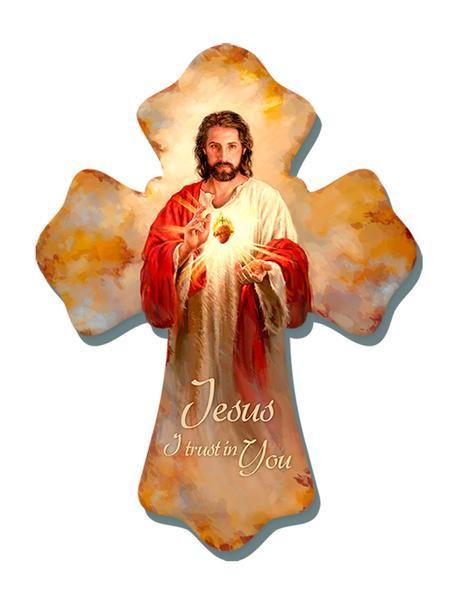 Sacred Heart of Jesus Wood Wall Cross (6"X 8") - Unique Catholic Gifts