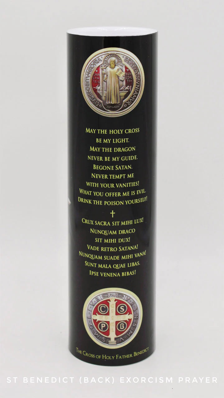 Saint Benedict LED Candle with Timer - Unique Catholic Gifts