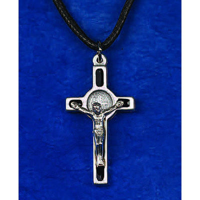 Saint Benedict Silver Tone Black Enameled Crosse 1