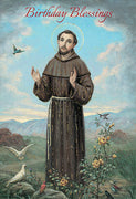 Saint Francis Birthday Blessings Greeting Card - Unique Catholic Gifts