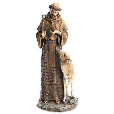 Prayer Inscribed Saint Francis Statue 12