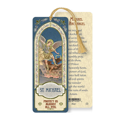 Saint Michael Laminated Tasseled Bookmark - Unique Catholic Gifts
