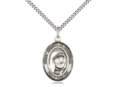 Sterling Silver Saint Teresa of Calcutta Oval Medal (3/4