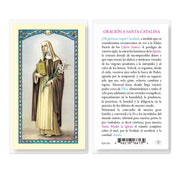Santa Catalina Tarjeta Laminada de Oración - Unique Catholic Gifts