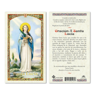 Santa Lucia Tarjeta Sagrada laminada (Cubierta de Plástico) - Unique Catholic Gifts