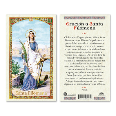 Santa Philomena Tarjeta Sagrada laminada (Cubierta de Plástico) - Unique Catholic Gifts