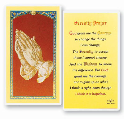 Serenity Prayer Laminated Holy Card (Plastic Covered) - Unique Catholic Gifts