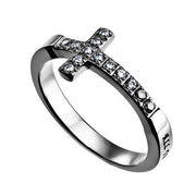 Sideway Cross Ring, "Christ My Strength" - Unique Catholic Gifts