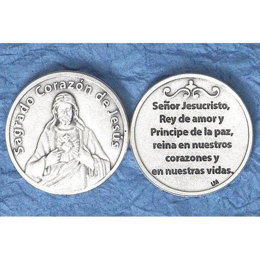 Sagrado Corazon de Jesus Moneda para el Bolsillo. Hecho en Italia - Unique Catholic Gifts