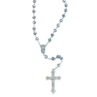 Sparkly Silver Bead Rosary with Silver-tone Center and Crucifix - Unique Catholic Gifts