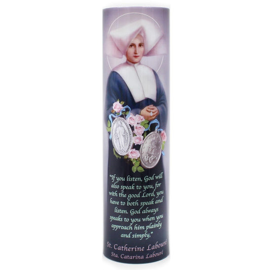 St.Catherine of Labouré LED Candle with Timer - Unique Catholic Gifts