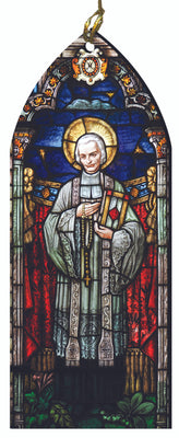 St. John Vianney Stained Glass Style Wood Ornament 5