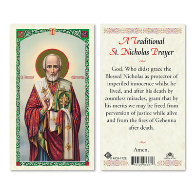 St. Nicholas Laminated Holy Card (Plastic Covered) - Unique Catholic Gifts
