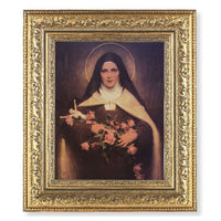 St.Therese Lisieux in Gold Leaf Antique Frame - Unique Catholic Gifts