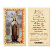 St. Therese, Pick Me A Rose Laminated Holy Card (Plastic Covered) - Unique Catholic Gifts